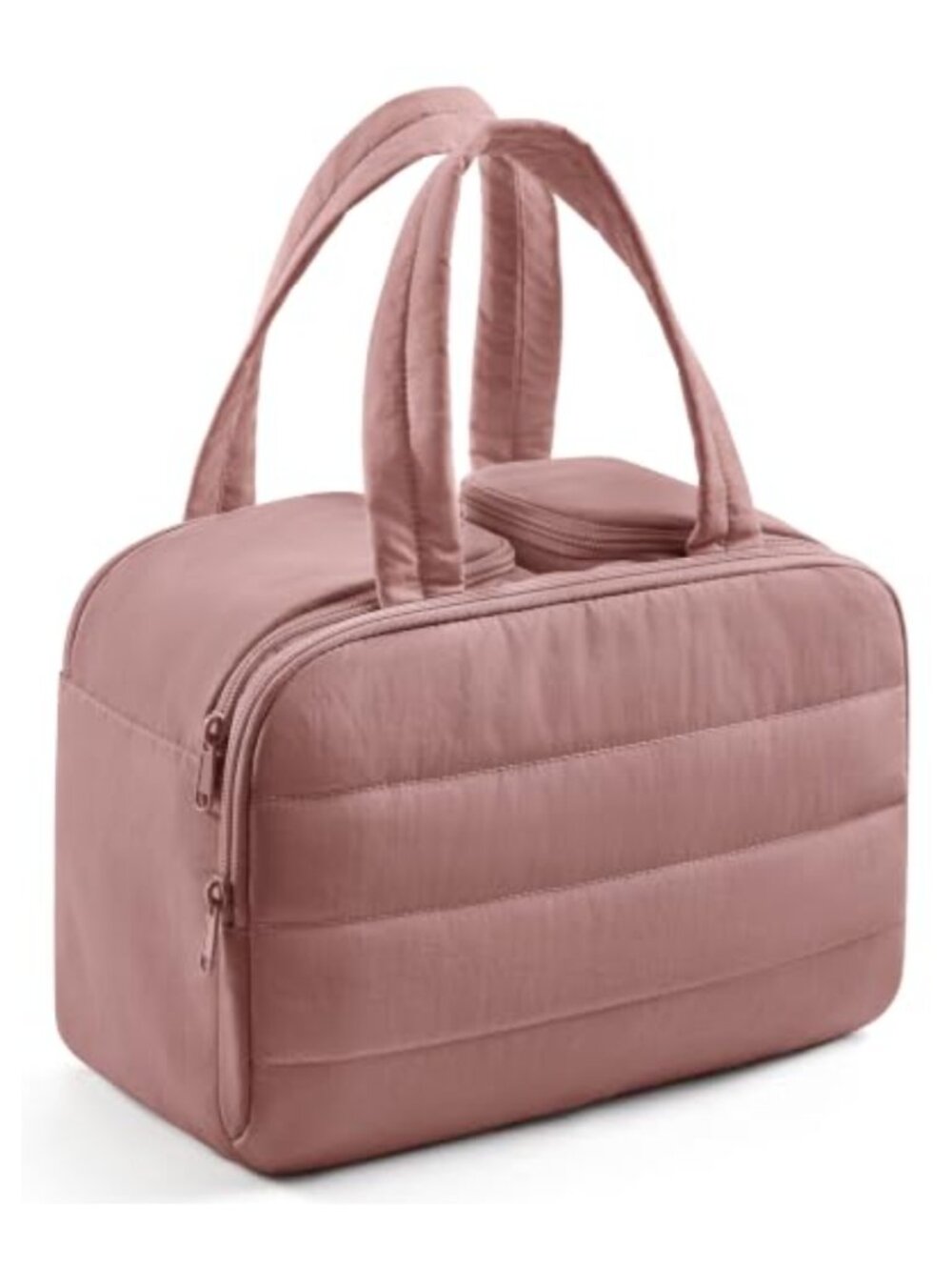 Travel Toiletry Bag Large Makeup Organizer Nylon Puffy Dual-Zip Cosmetic Case